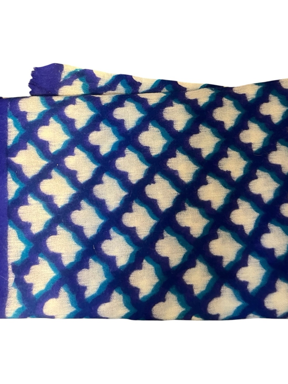 Blue and White Patterned Scarf